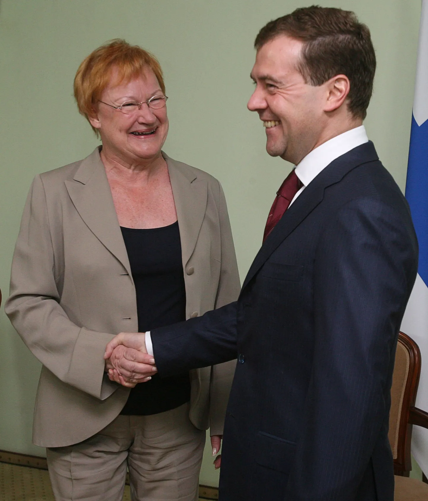Soome president Tarja Halonen ja Vene president Dmitri Medvedev sel kevadel Venemaal toimunud soome-ugri rahvaste kongressil.