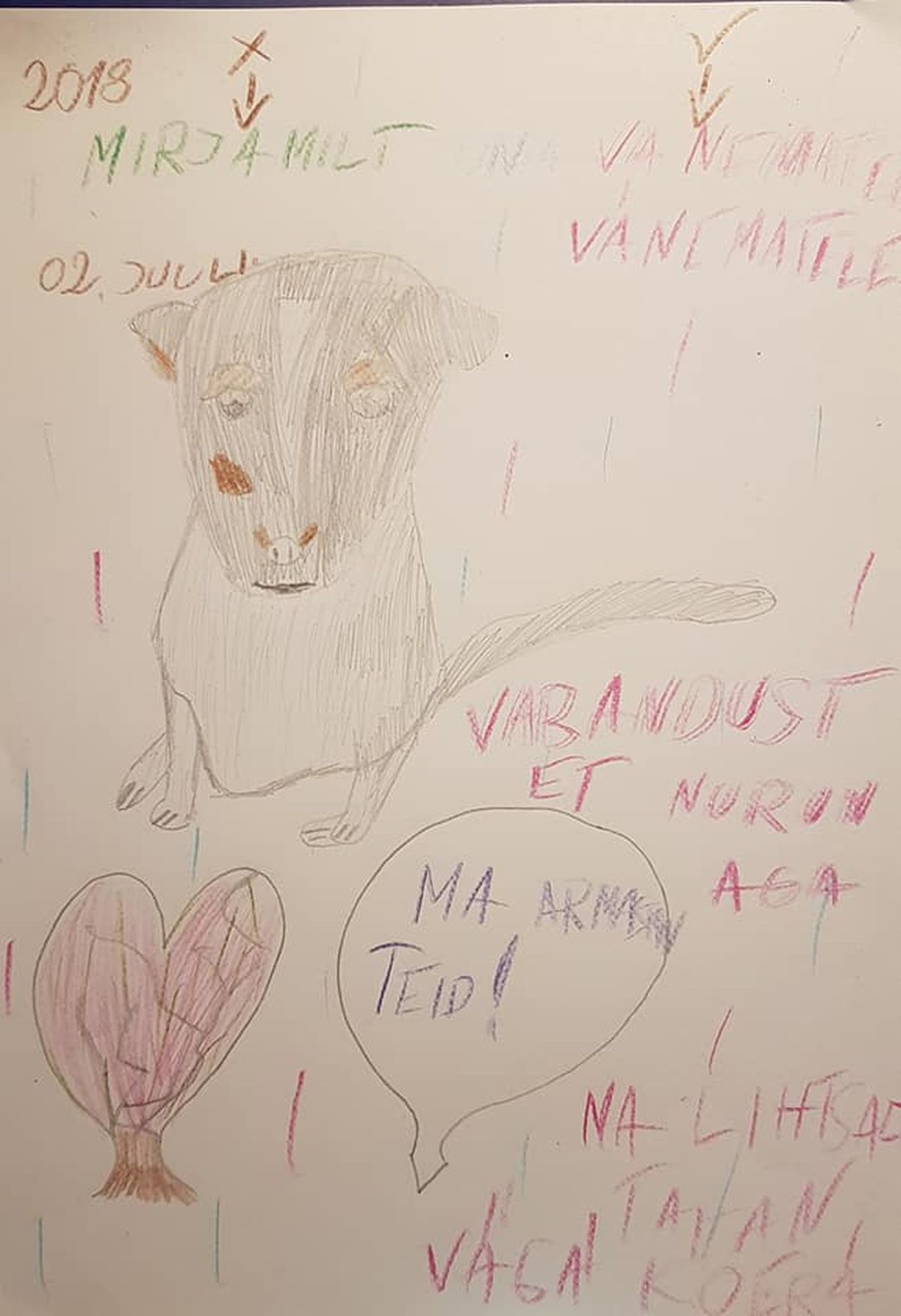 See pilt on joonistatud kaks aastat enne Muru sündimist. Peretütar Mirjam igatses endale väga-väga koera.