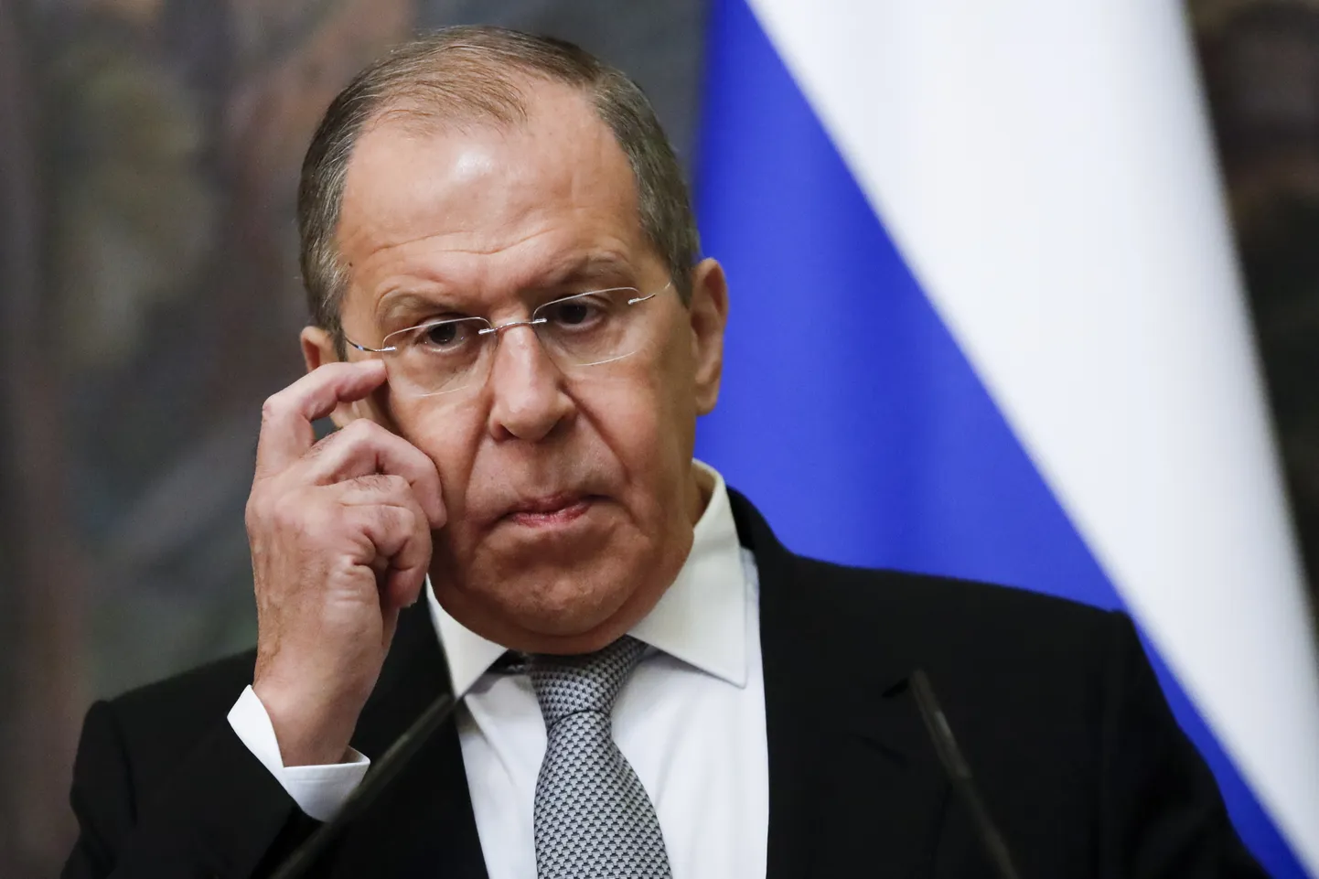 Vene välisminister Sergei Lavrov 1. juunil pressikonverentsil.