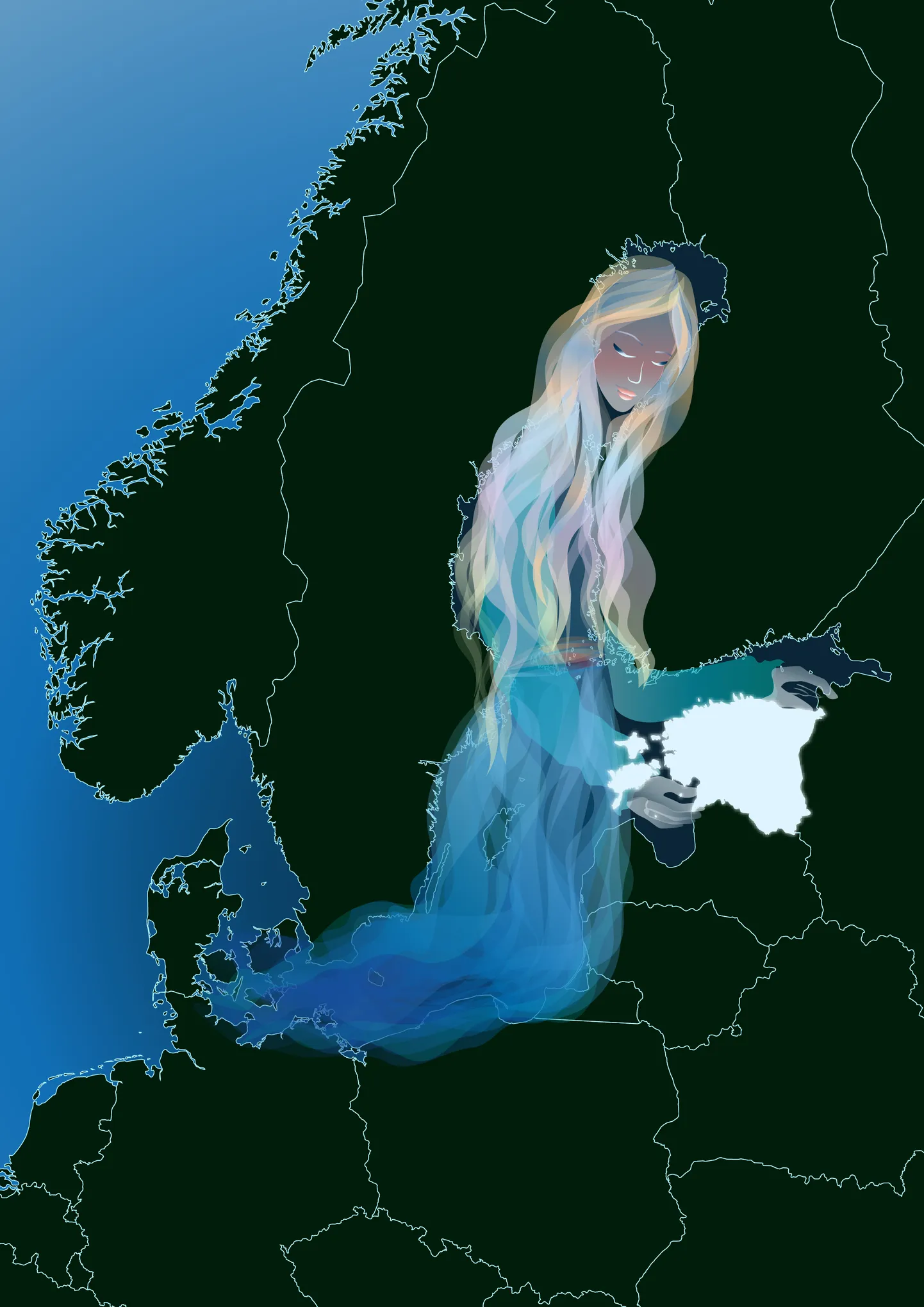 Naine hoidmas Eestit.