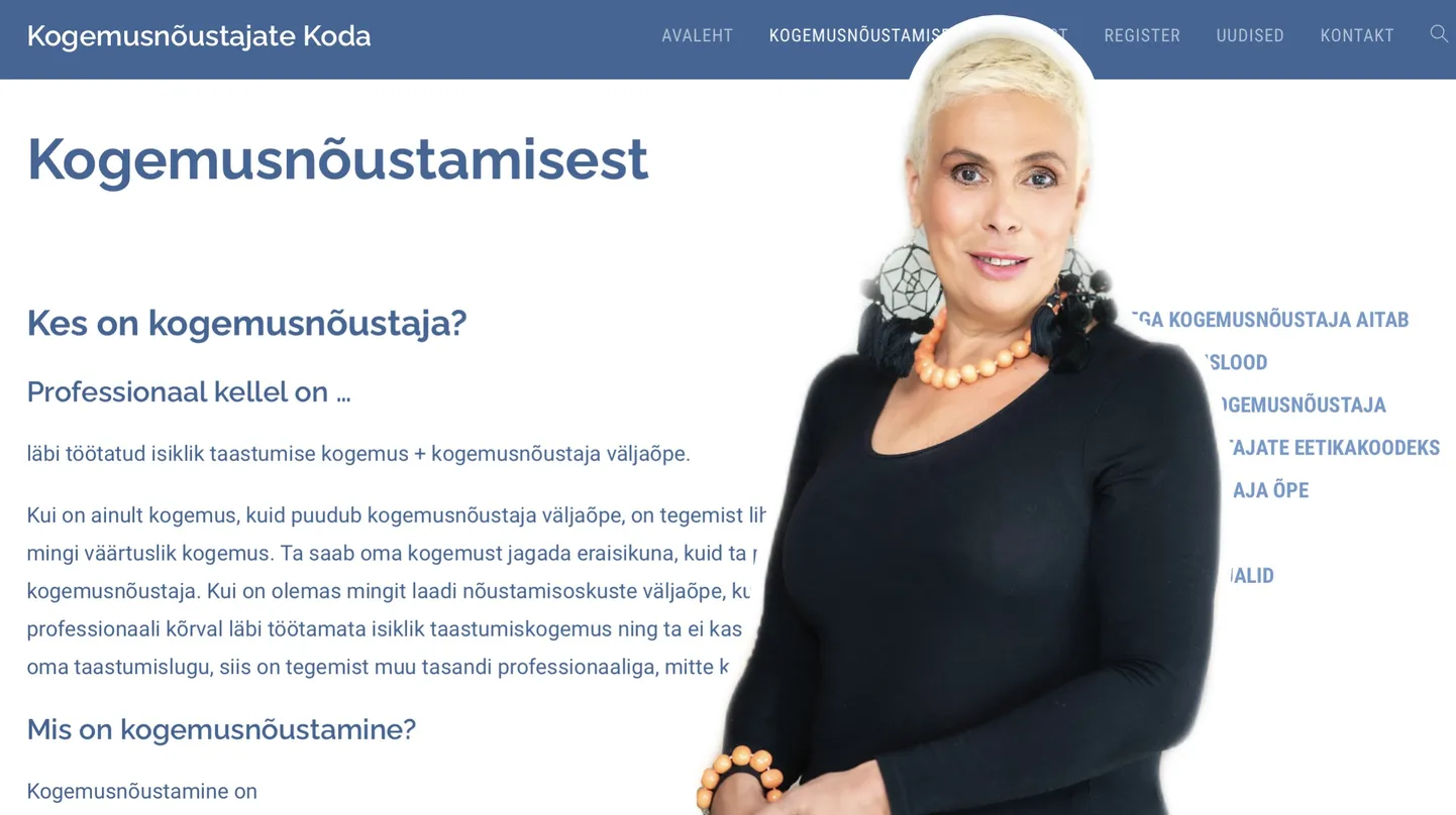 Diana Klas ja kogemusnõustajate koja veebileht.