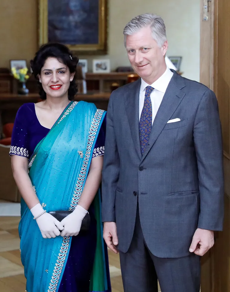 Belgia kuningas Philippe ja Nidhi Chaphekar