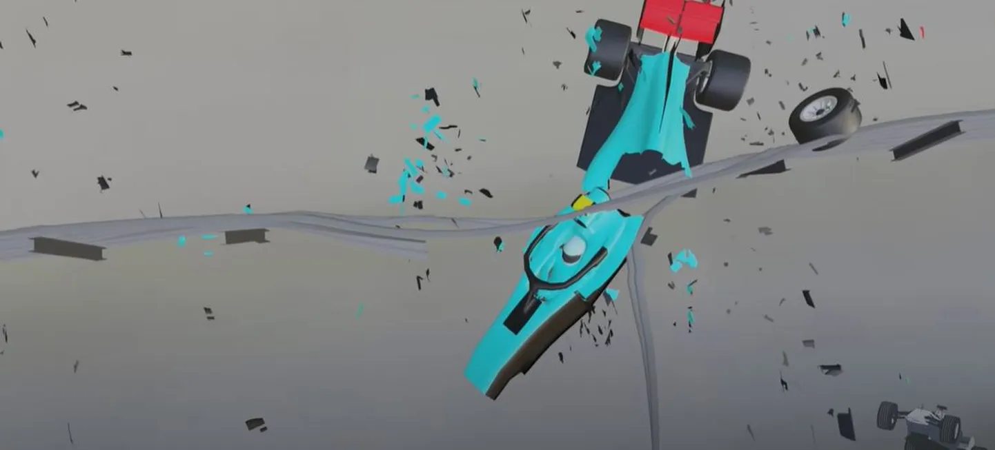 3D animatsioon Romain Grosjeani avariist.