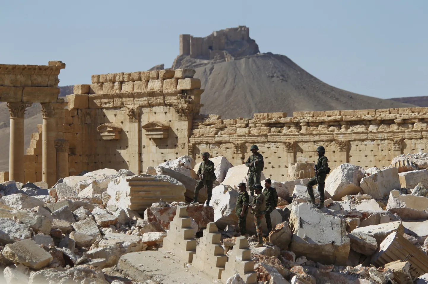 Süüria valitsusvägede sõdurid Palmyras.
