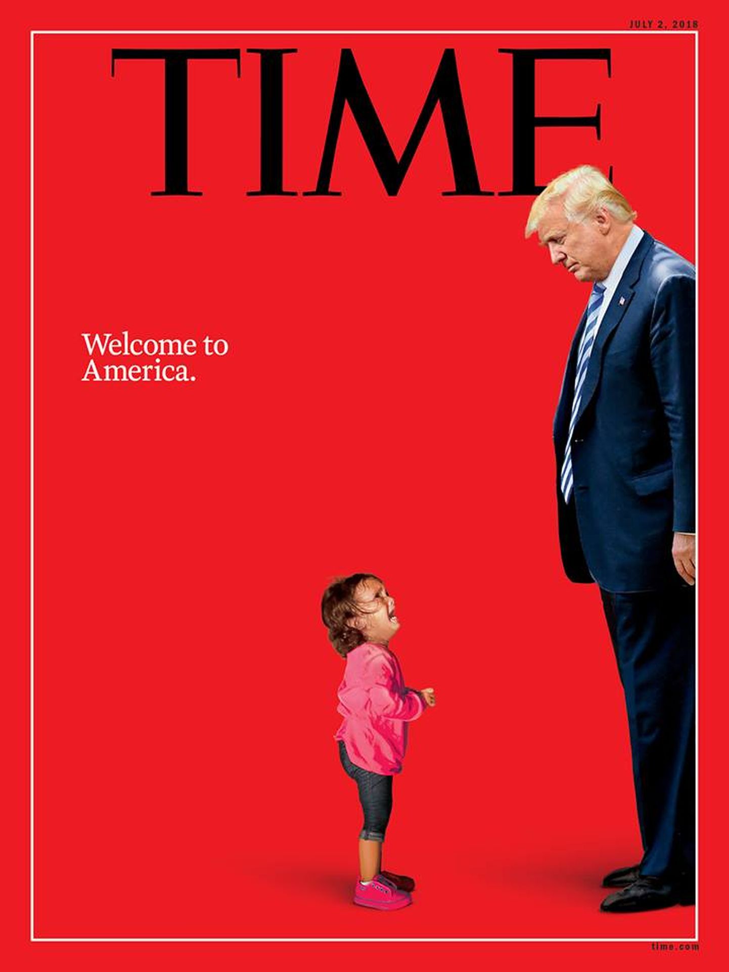 Ajakirja Time esikaas, kus on kujutatud Donald Trumpi ja nutvat tüdrukut.