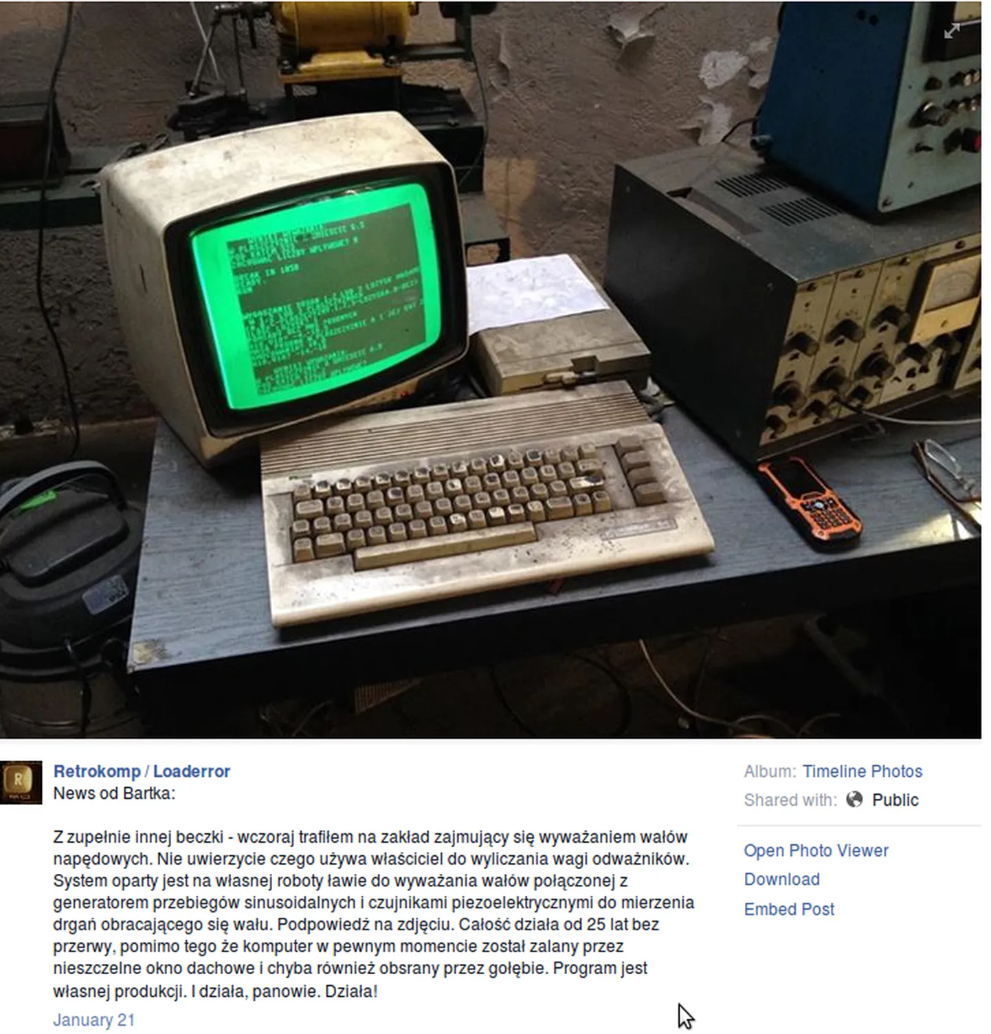 Arvutitootja jagab oma sotsiaalmeedia kontol rõõmuga fotot seadmest, mis on arvuti kohta väga auväärses eas.