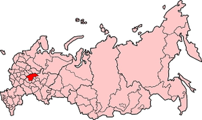 Нижегородская область на карте России (красным)