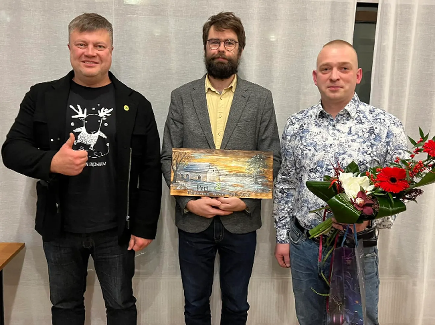 Külaliikumise Kodukant juhatuse liige Tanel Talve (vasakult), MTÜ Peri Külaselts juhatuse liige Karl Tammiste ja Peri külavanem Innar Lutsar