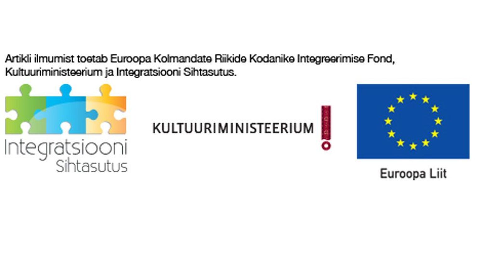Loo ilmumist toetab Euroopa Kolmandate Riikide Kodanike Integ­ree­rimise Fond, kultuuriministeerium ja Integratsiooni Sihtasutus