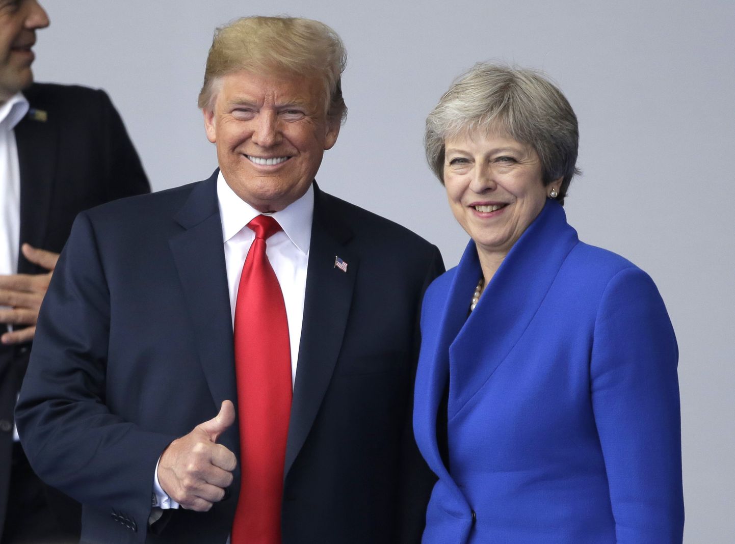 USA president Donald Trump ja Briti peaminister Theresa May eile Brüsselis NATO tippkohtumisel.