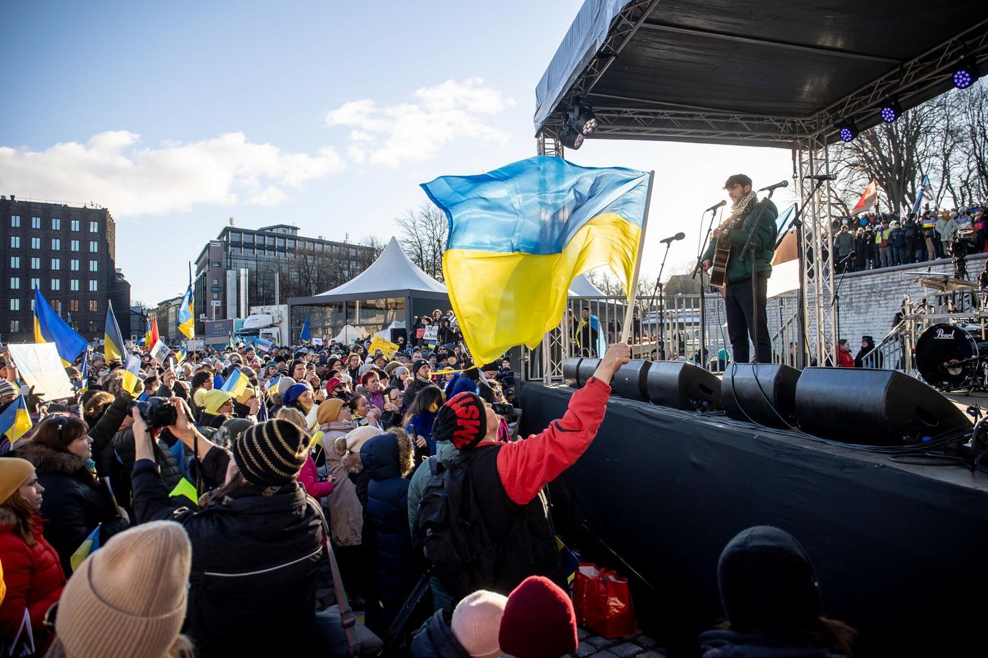 26. veebruari meeleavaldus Ukraina toetuseks Vabaduse väljakul.