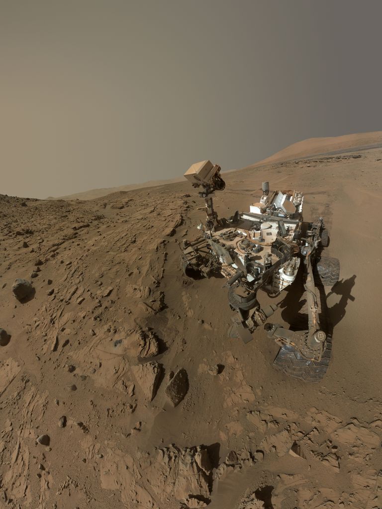 NASA Marsi kulgur Curiosity selfi, mille ta tegi 23. juunil 2014.