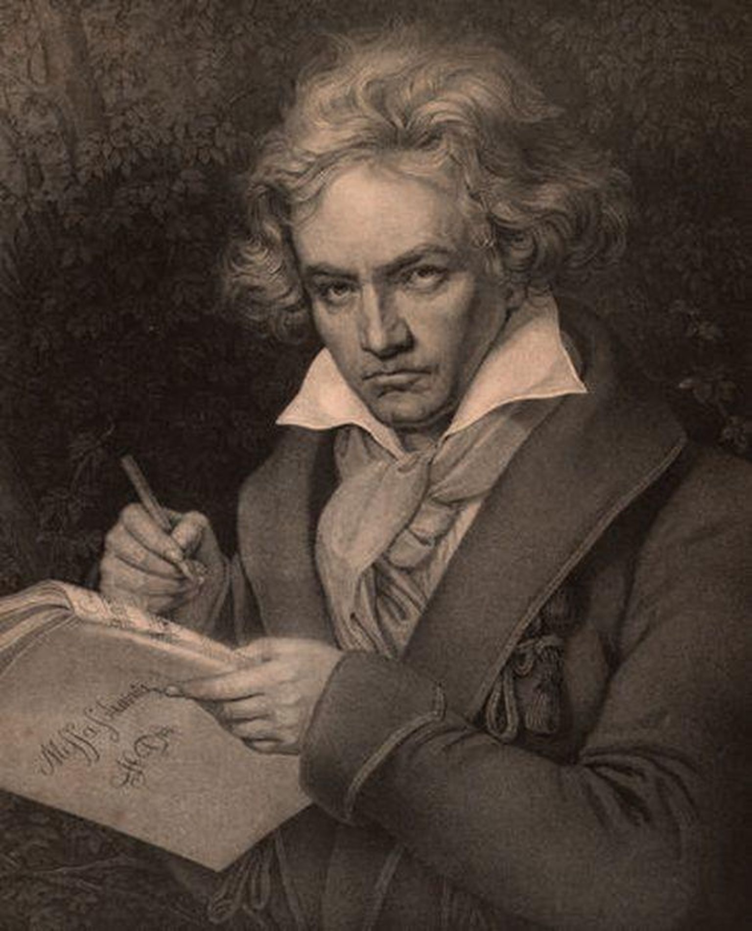 Josef Kriehuberi litograafia kuulsast heliloojast Ludwig van Beethovenist.