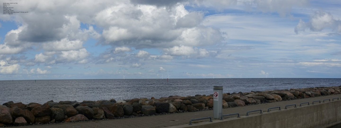 Vaade Kärdla sadamast Loode-Eesti Meretuulepargile visualiseeringu järgi.