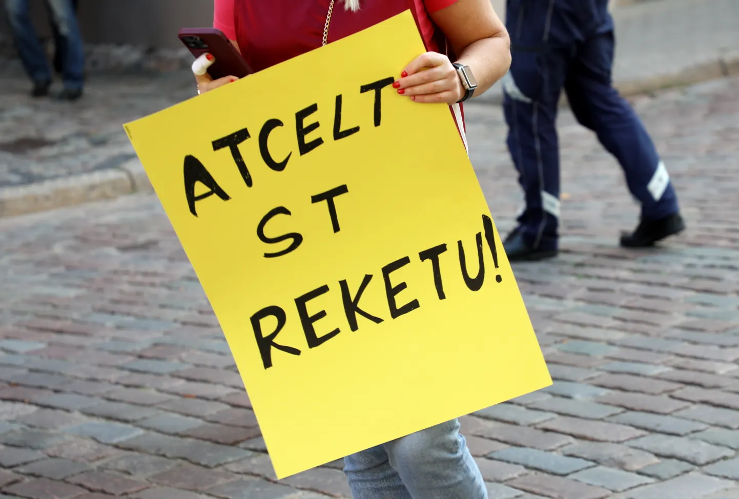 Politiskās partijas "Platforma 21" rīkotais pikets pie Saeimas, kurā protestē pret "Sadales tīkla" tarifu kāpumu.
