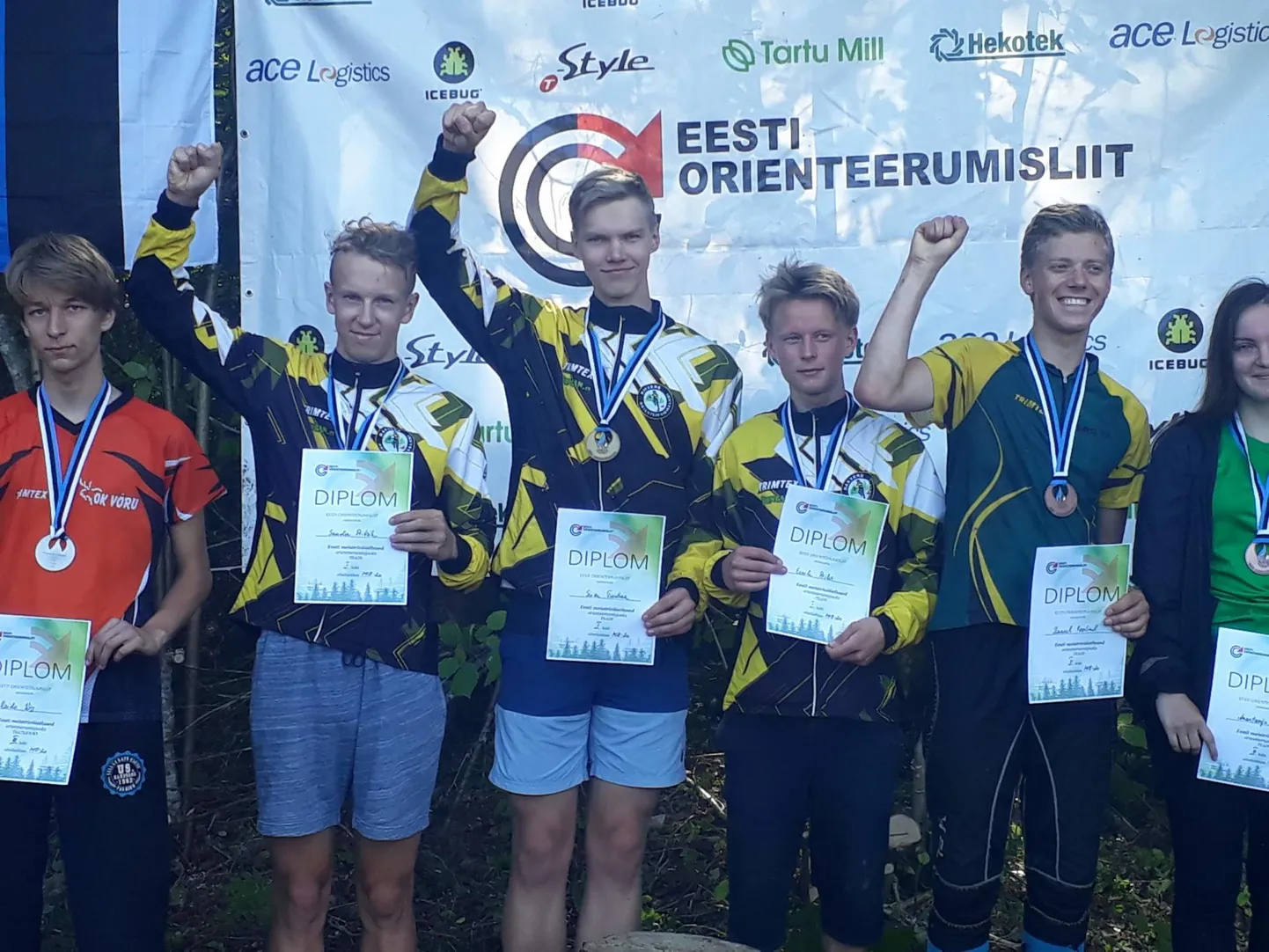 Noormeeste M18/20 kuldne teatekolmik Sander Pritsik (vasakult), Siim Turban ja Eerik Priks.