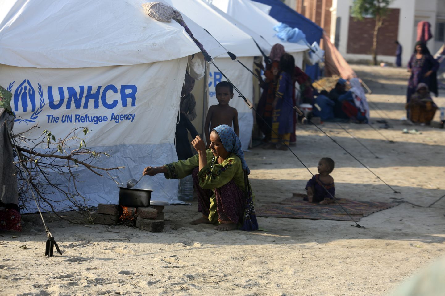 ÜRO põgenikeagentuuri UNHCR organiseeritud telklaager Pakistani tulvades kannatanud inimestele.