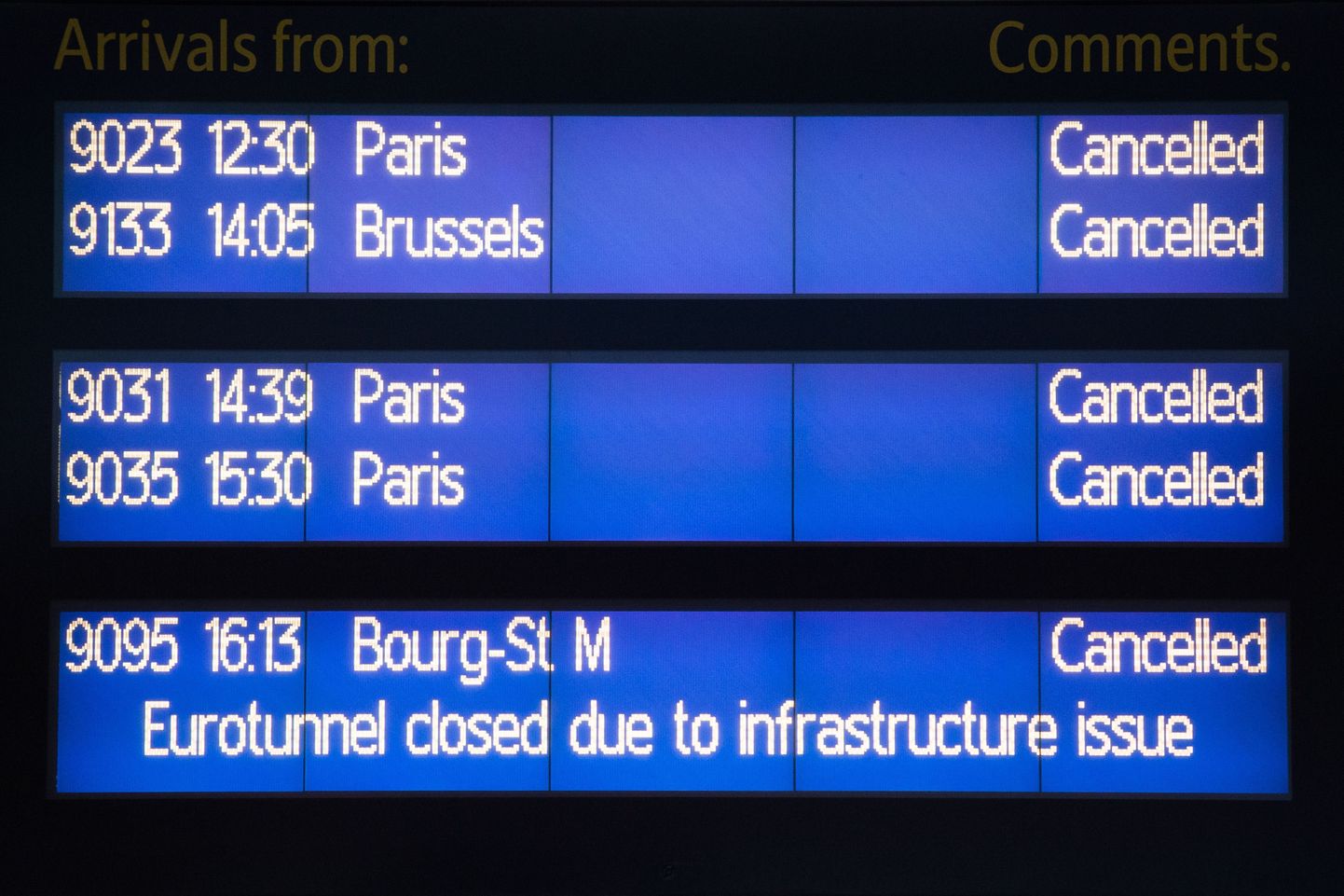 Eile tühistati kõik Eurostari rongide sõidud.