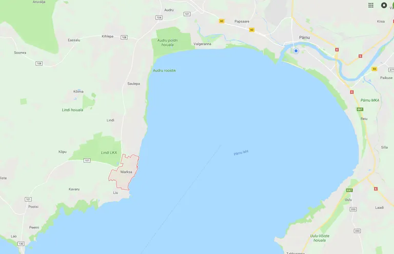 Marksa küla, mille lähedalt mererannast leiti Johannese surnukeha.