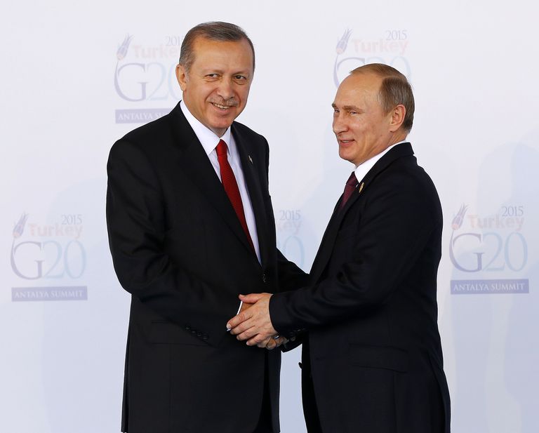Türgi president Recep Tayyip Erdogan (V) ja Venemaa riigipea Vladimir Putin (P). Foto: Scanpix