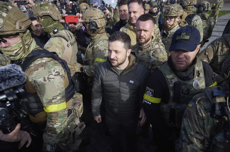 Президент Украины Владимир Зеленский в освобожденном Херсоне 14 ноября 2022 года.