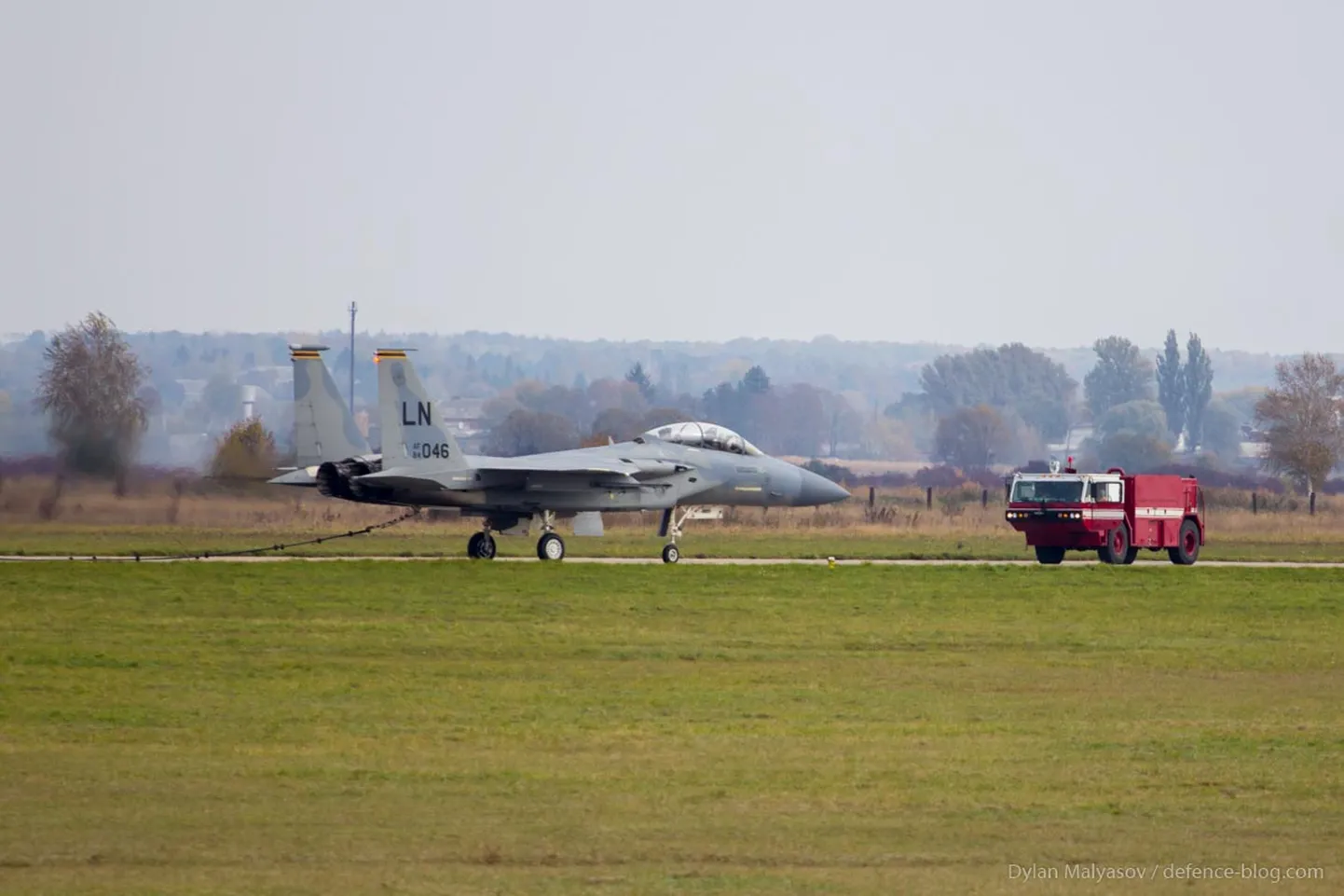 Hävitaja F-15D Starokostiantõnivi õhuväebaasis.