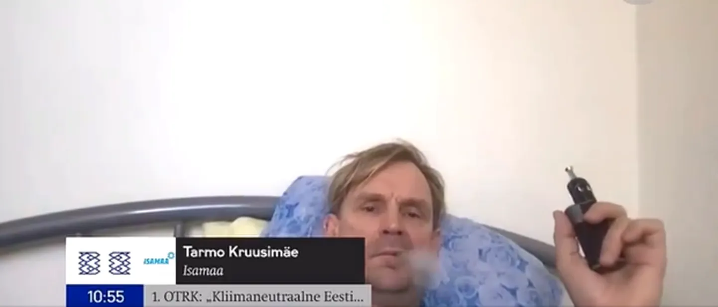 Tarmo Kruusimäe istungi ajal. Kuvatõmmis videost.