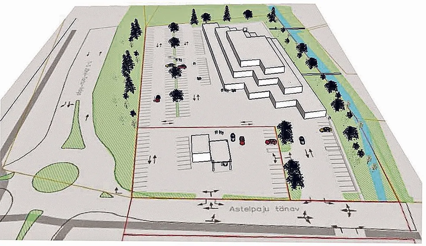 Tartu valla kehtestatud Kalvi kinnistu ja lähiala detailplaneeringu illustreerival joonisel on näha nii tulevase Aruküla tee ringristmiku, bensiinijaama kui ka kaubanduskeskuse asukoht.