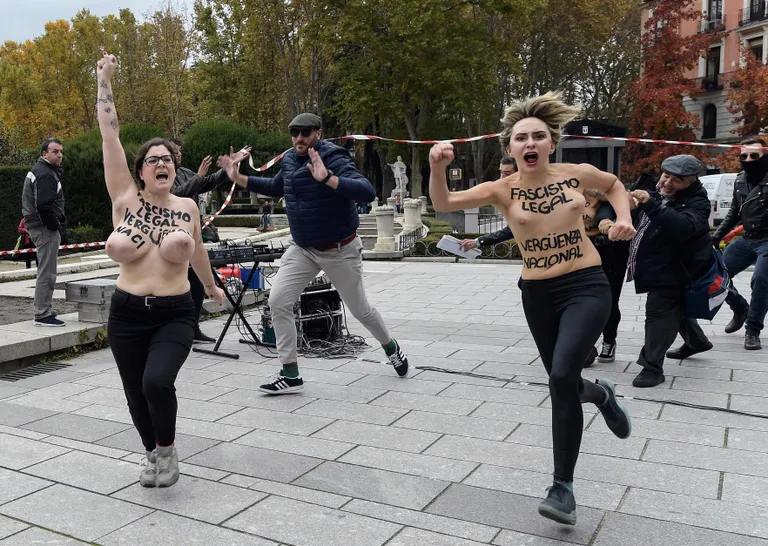 Hispaania politsei arreteeris Madridis fašistliku diktaatori Francisco Franco surma-aastapäeva sündmusel naiste protestiorganisatsiooni Femen aktiviste