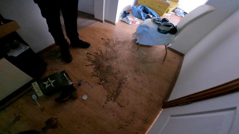 "Signature" of Russian soldiers on the corridor floor.