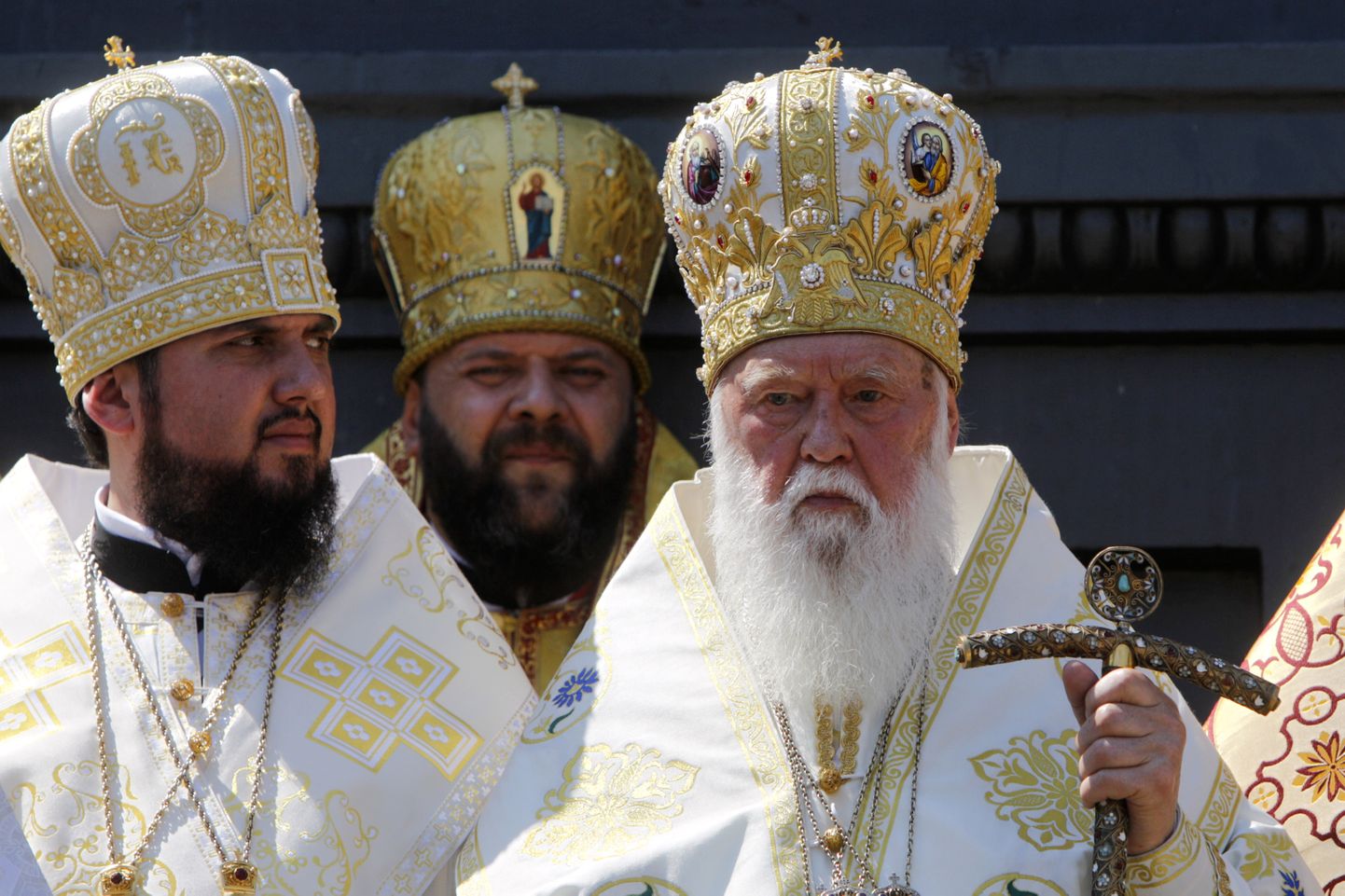 Kiievi Patriarhaadi Ukraina Õigeusu Kiriku patriarh Filaret  (pildil paremal) 2014. aastal Kiievis.