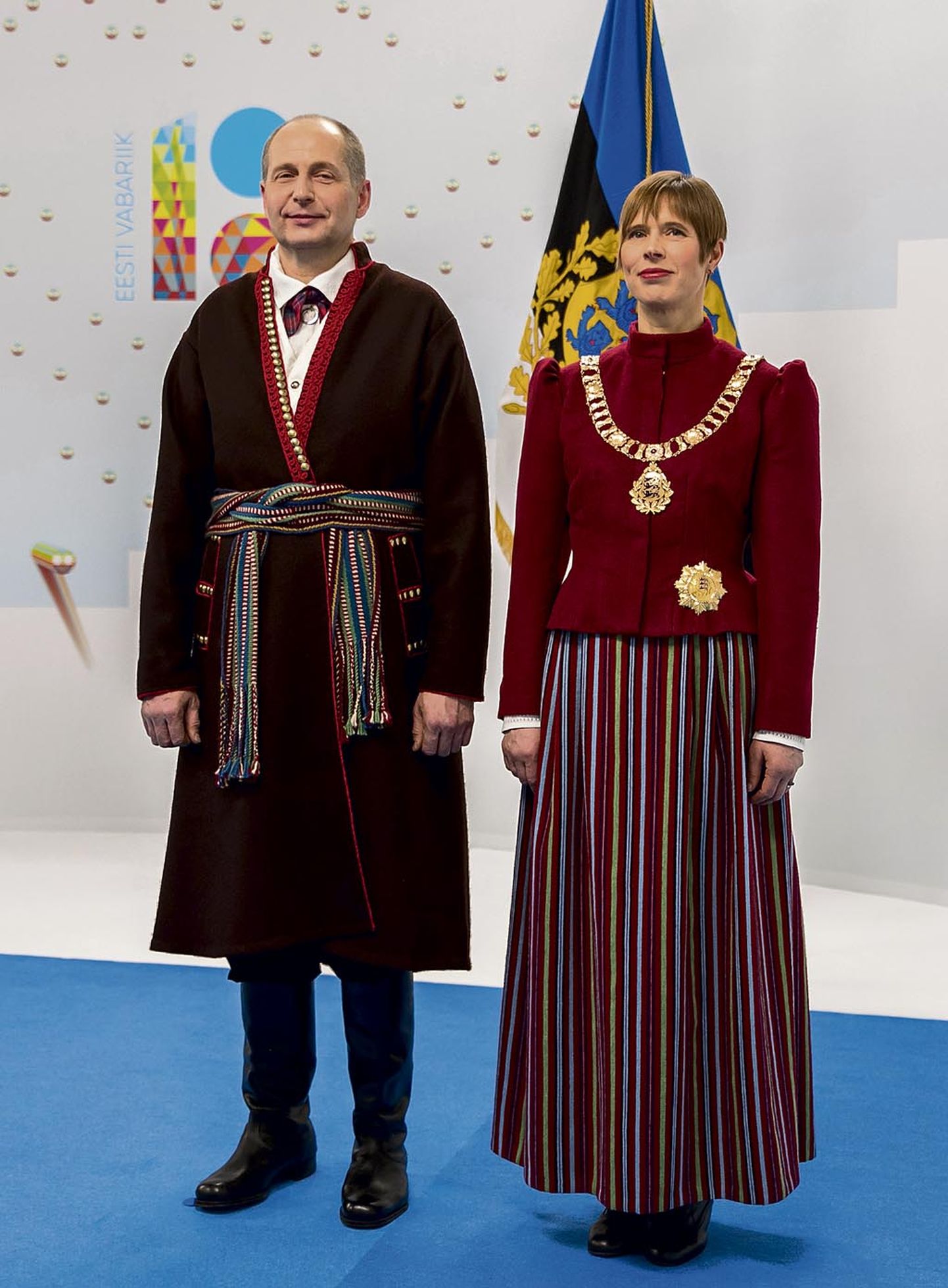 Riigipea Kersti Kaljulaid ja tema abikaasa vastuvõtul.