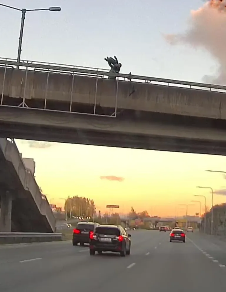Отец с ребенком на мосту Саарепийга.