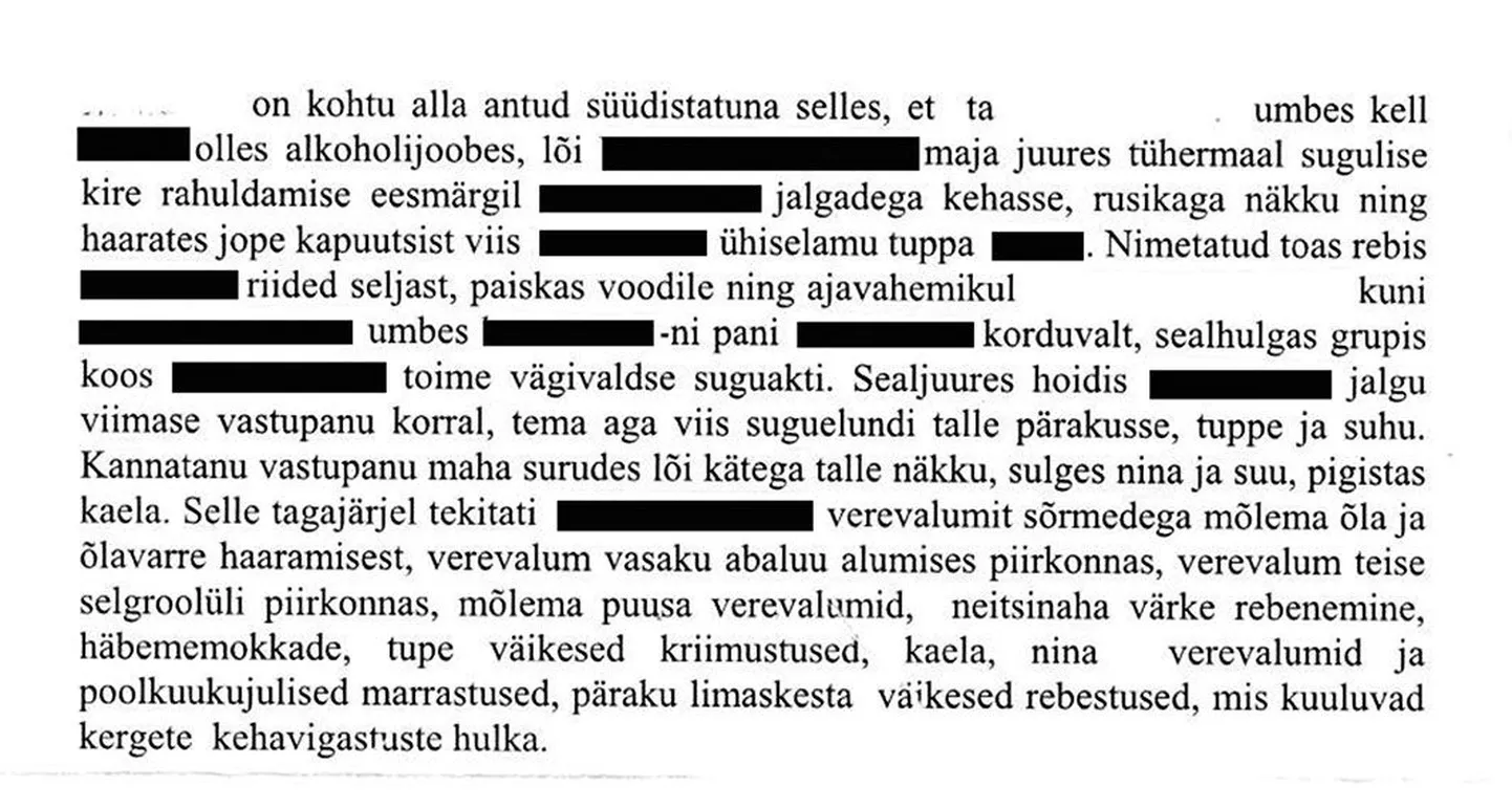 Näiteid Riigi Teataja kodulehel kohtulahendite andmebaasis leiduvatest dokumentidest. Postimehe toimetus kattis kinni kõik isikuandmed, sealhulgas nimed.