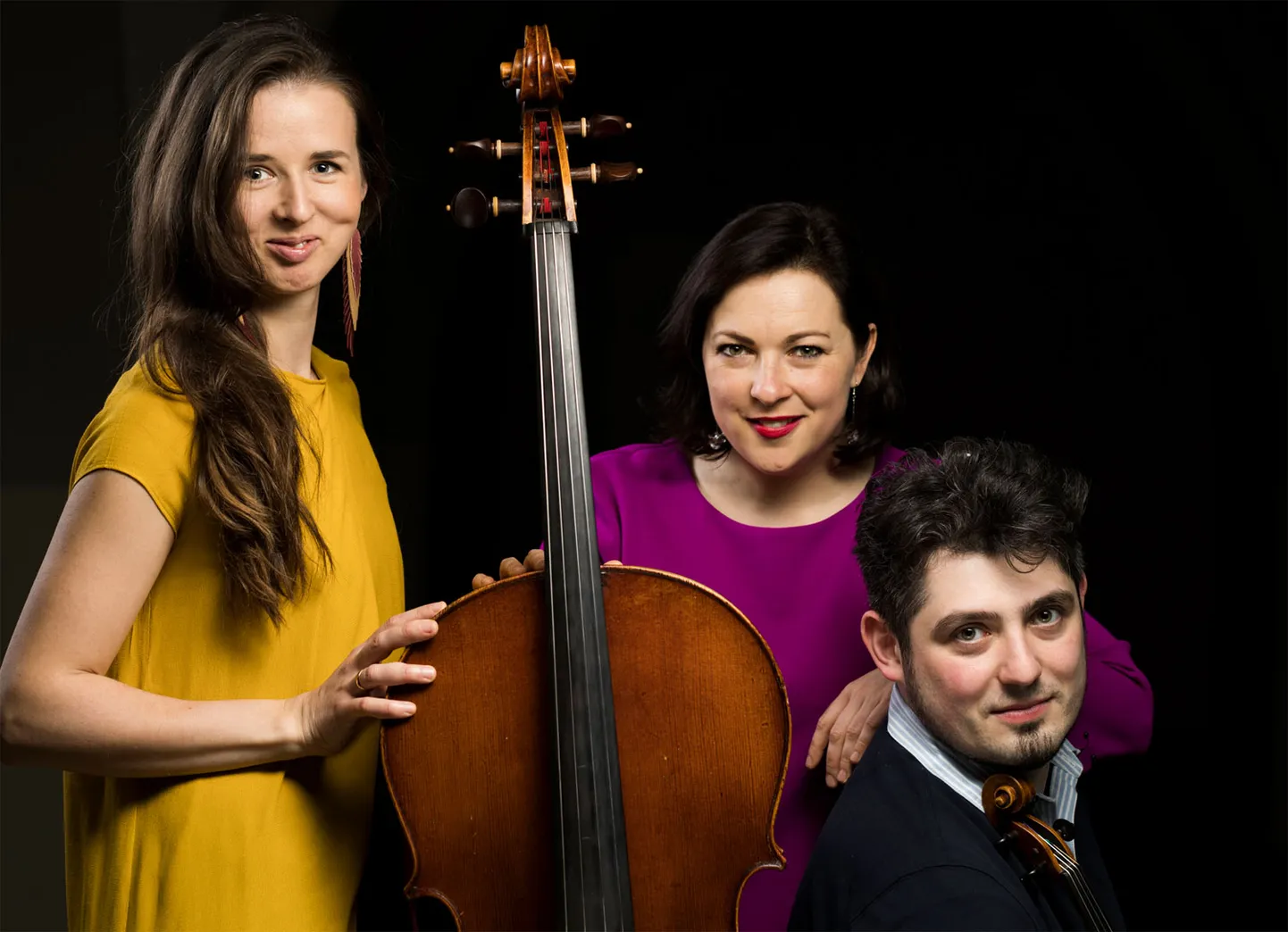 Trio "SOL" mūziķi – pianiste Agnese Egliņa, čelliste Guna Šnē un vijolnieks Georgs Sarkisjans