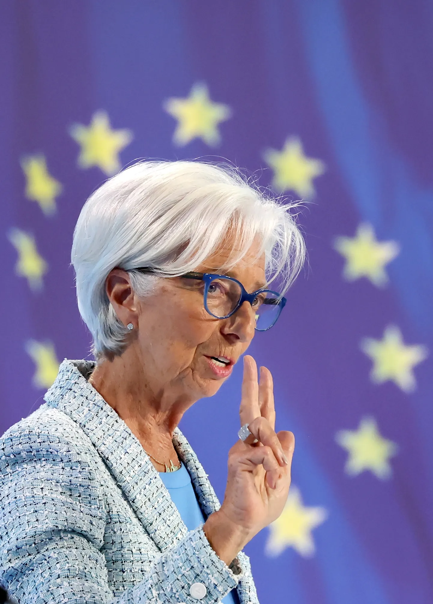 EKP president Christine Lagarde neljapäevasel pressikonverentsil.