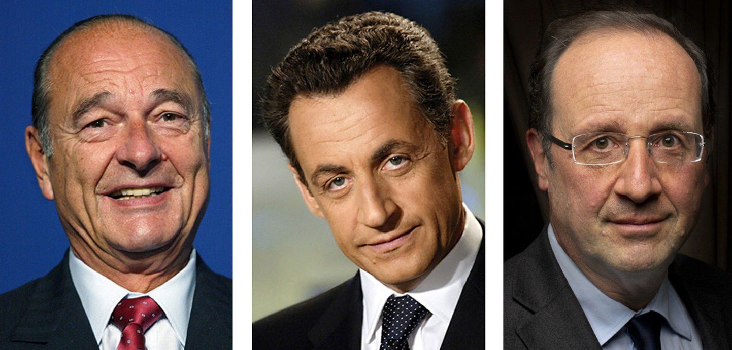 Vasakult paremale: Jacques Chirac, Nicolas Sarkozy ja François Hollande