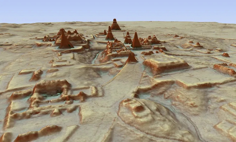 3D pilt Guatemalas asuva maiade linna Tikali laserskaneeringust