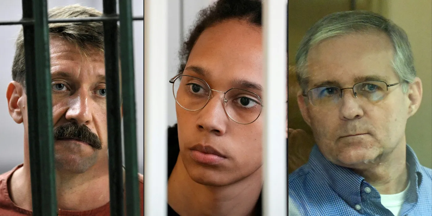Vene relvakaupmees Viktor But, USA korvpallitäht Brittney Griner ja USA endine merejalaväelane Paul Whelan, kelle vahetamise üle Moskva ja Washington läbirääkimisi peavad.