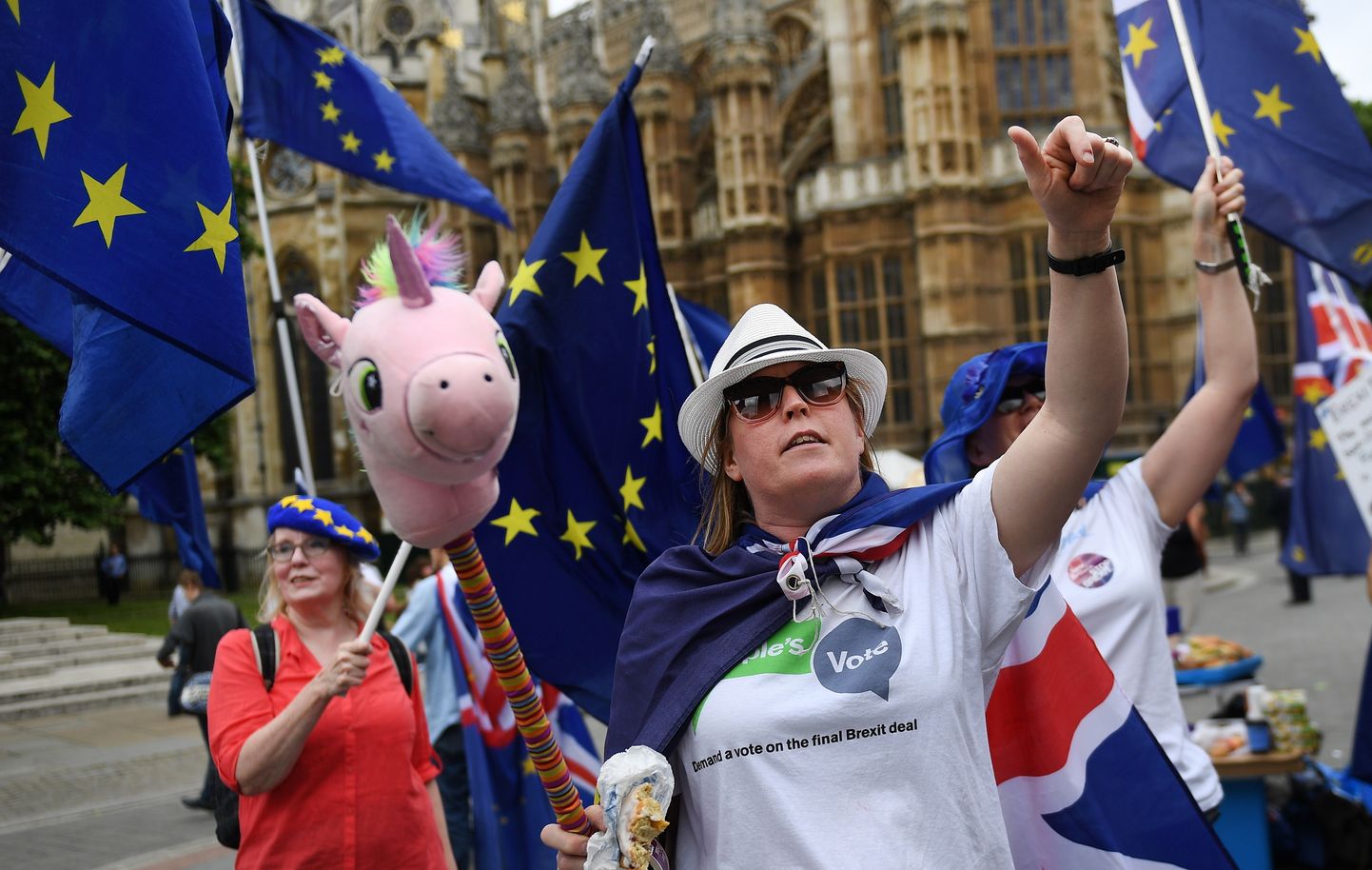 Brexiti-vastane meeleavaldus Briti parlamendi juures Londonis kolmapäeval.
