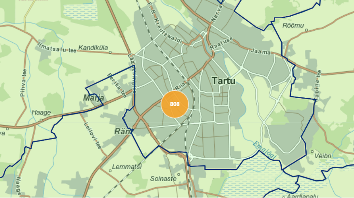 808 домохозяйств оставались без света в Тарту по состоянию на 19.45.