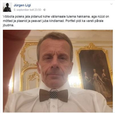 Jürgen Ligi postitus Facebookis