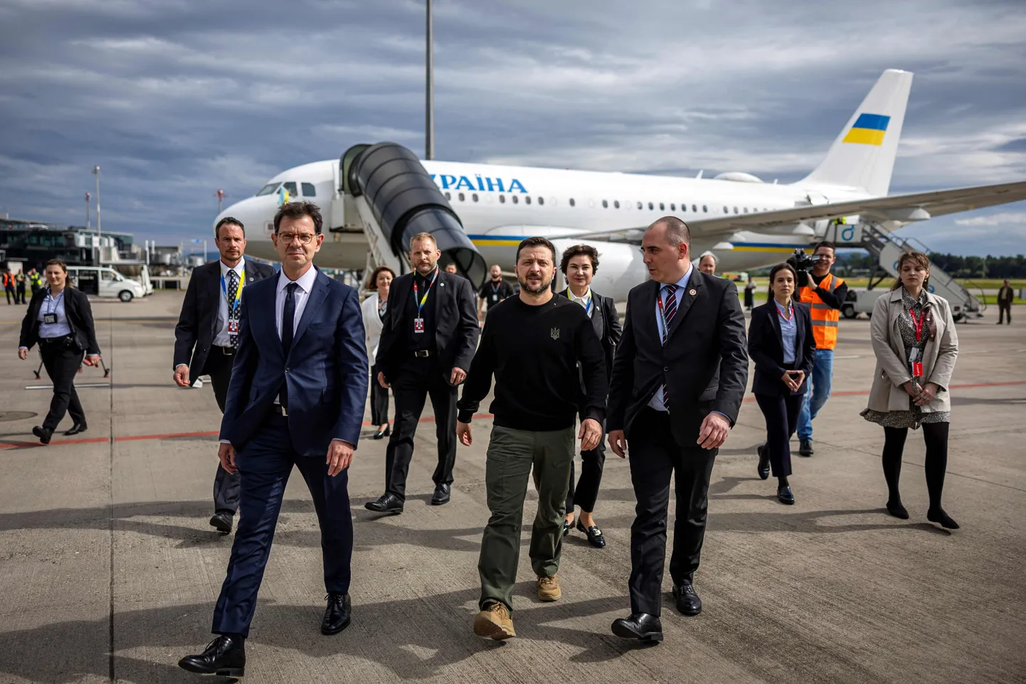 Ukraina president Volodõmõr Zelenskõi saabumas Šveitsi rahu tippkohtumisele 14. juunil 2024. aastal.