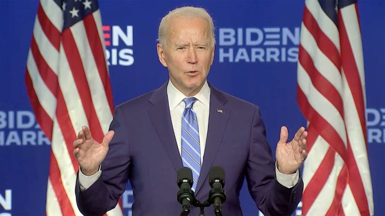 USA demokraatide presidendikandidaat Joe Biden rääkimas 4. novembril Delaware'is Wilmingtonis valimistest.