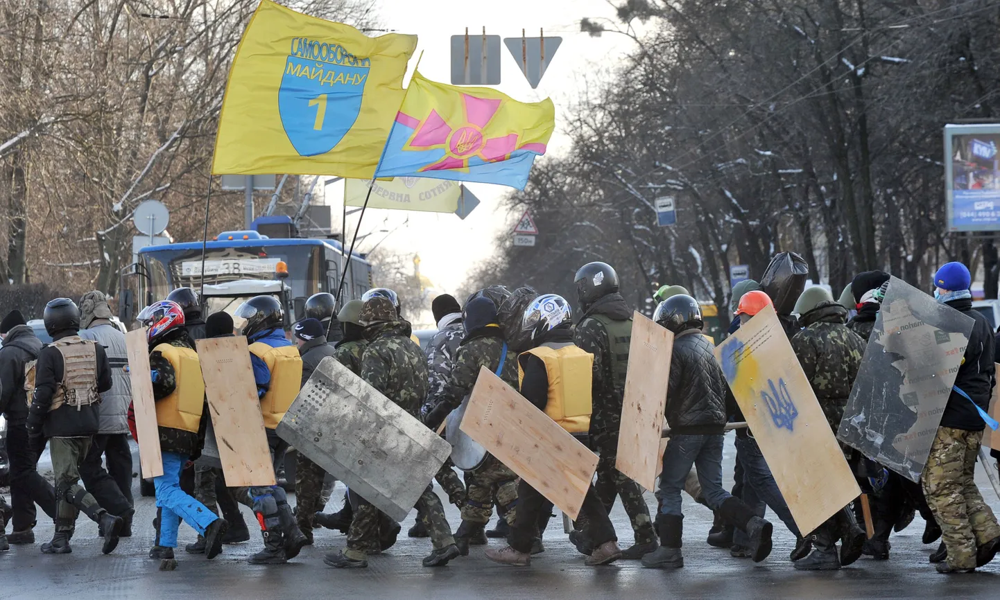 Euromaidanil osalejad Kiievis.