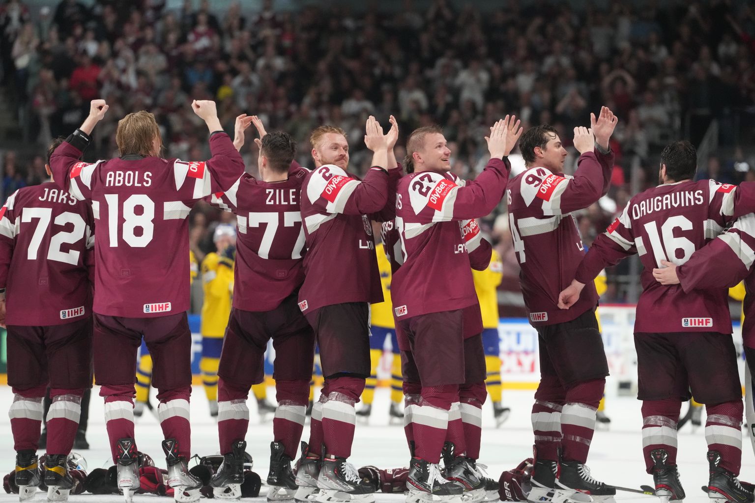 Pasaules hokeja čempionāta ceturtdaļfināla spēle starp Latvijas un Zviedrijas valstsvienībām ''Arēnā Rīga''.