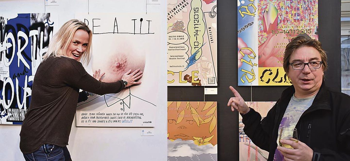 Marko Kekiševi sõnutsi on plakatitel kajastatud nii sotsiaalseid kui iroonilisi teemasid, mida näitlikustab fotol Eveli Varik.