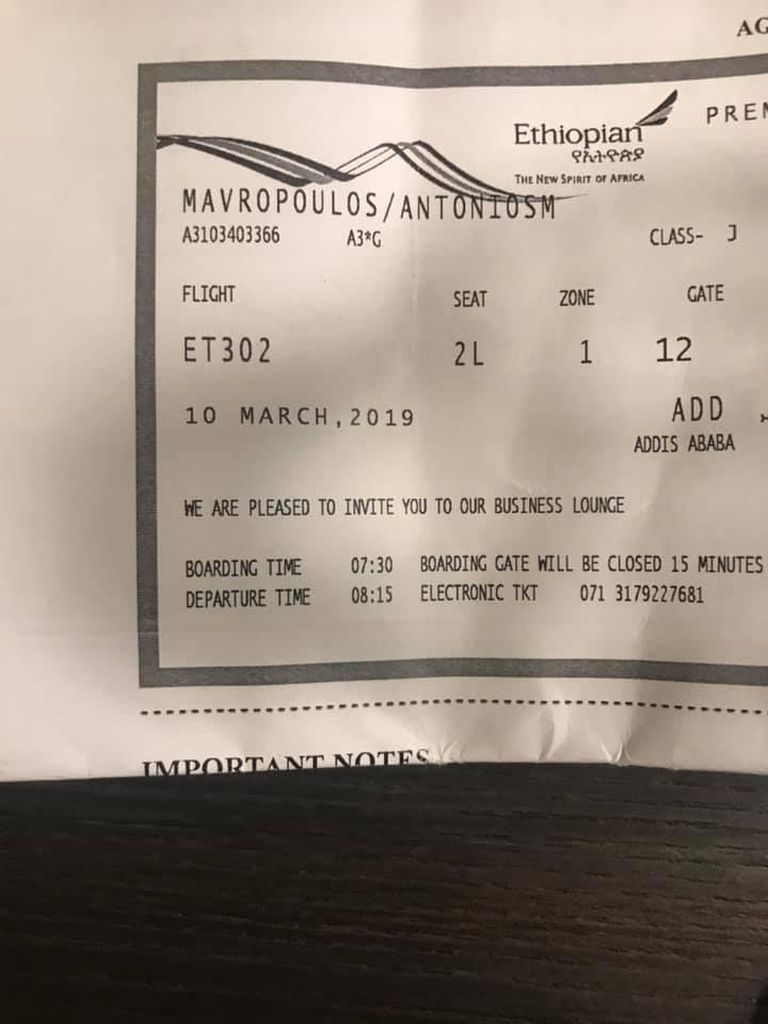 Antonis Mavropoulose lennupilet Ethiopia Airlinesi lennule ET 302