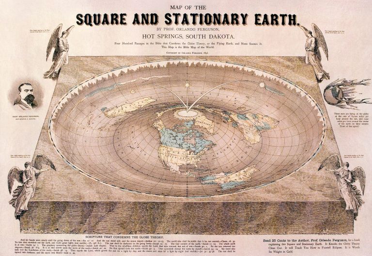 19. sajandi kaart, millel on kujutatud lamedat Maad