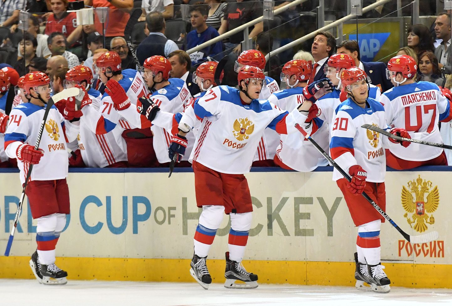Российские хоккеисты на Кубке мира.